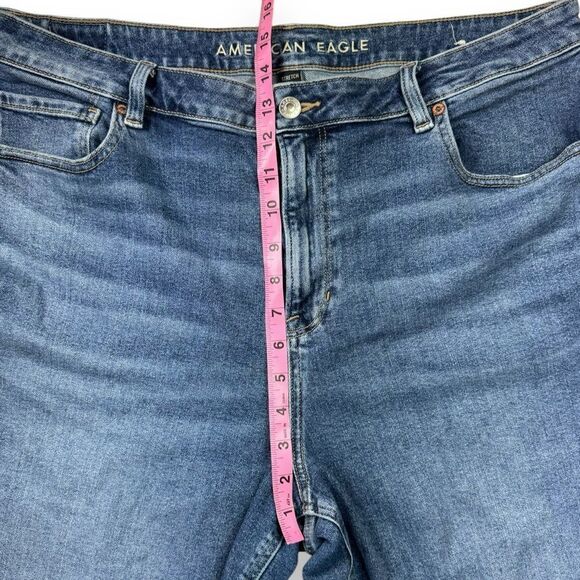 American Eagle Mom Jeans 16 R Women’s High Waisted Relaxed Fit Denim Dark Wash - Picture 8 of 12